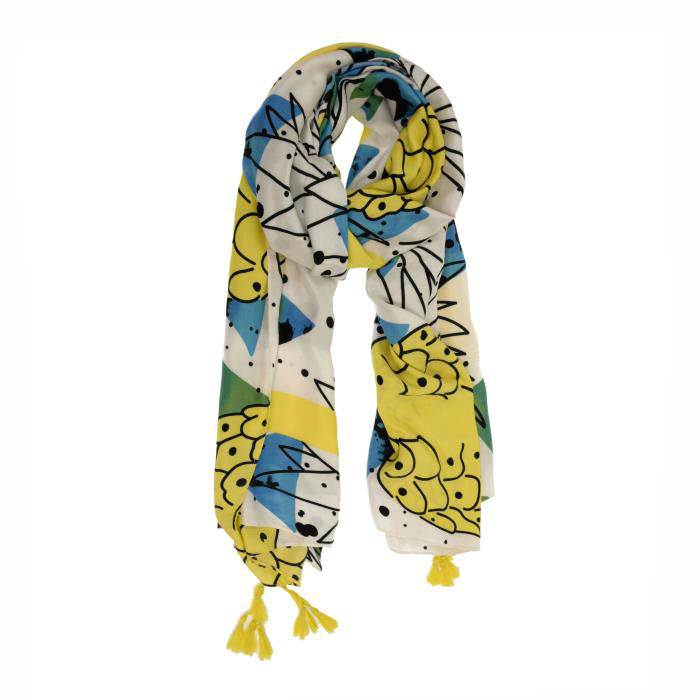 Yellow Pineapple Tassle Scarf