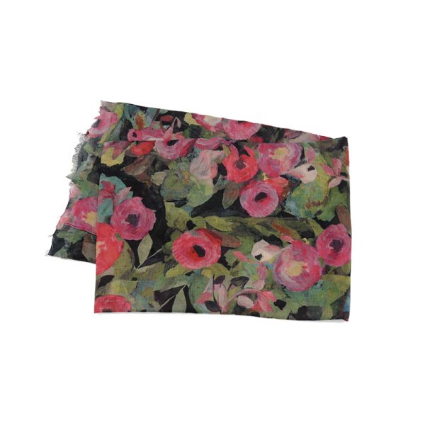 Pink Roses At Midnight Scarf